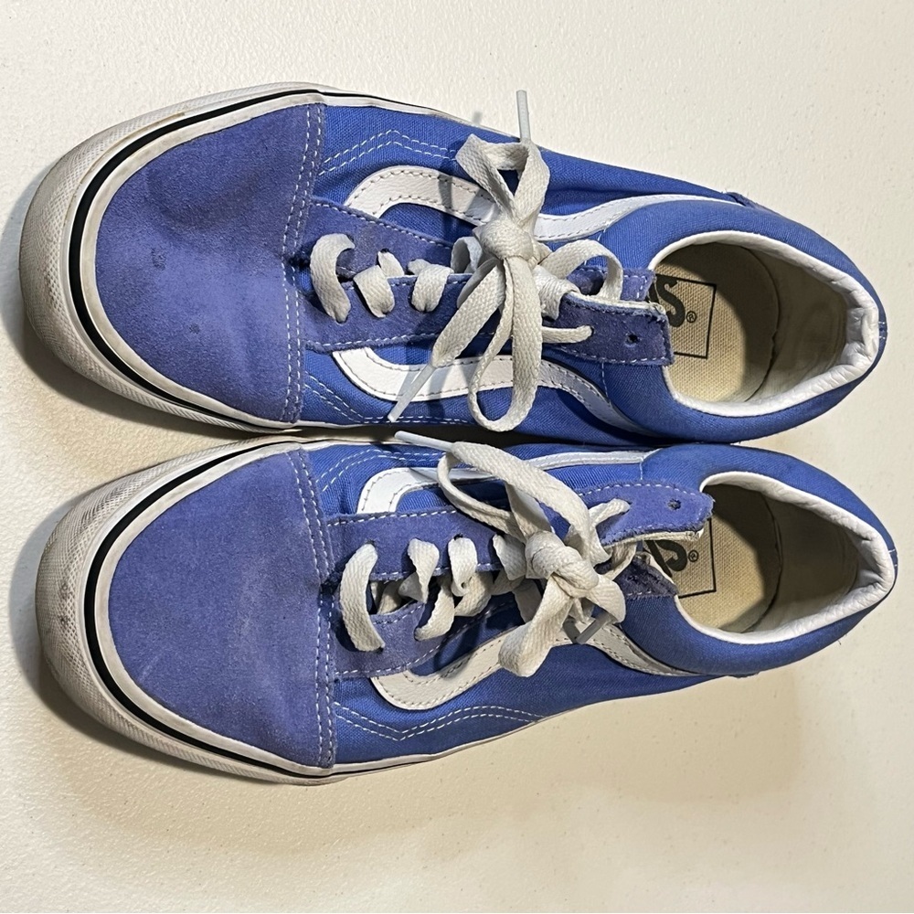 Vans Old Skool Low-Top Skate Shoes Blue Suede Size 8